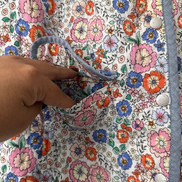 Talbots Multicolor Floral Quilted Snap Front Cotton Jacket Womens Petite 8 - Picture 3 of 6